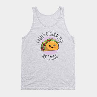 Easily Distracted By Tacos Funny Tank Top